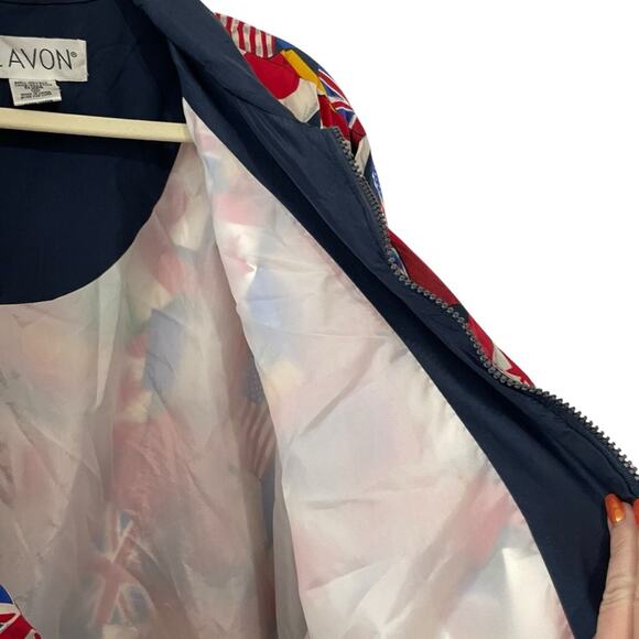 Lavon Vintage World Flag Print Silk Jacket | Multicolor | Size Medium - Picture 6 of 8